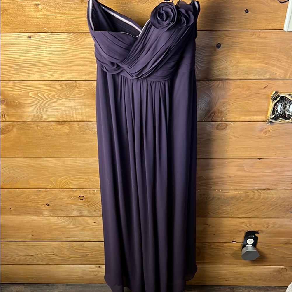 Bill Levkoff Strapless Chiffon Gown in Deep Purple/Plum